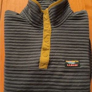 L.L. Bean Gray Zip Up Sweater with Stand-Up Collar